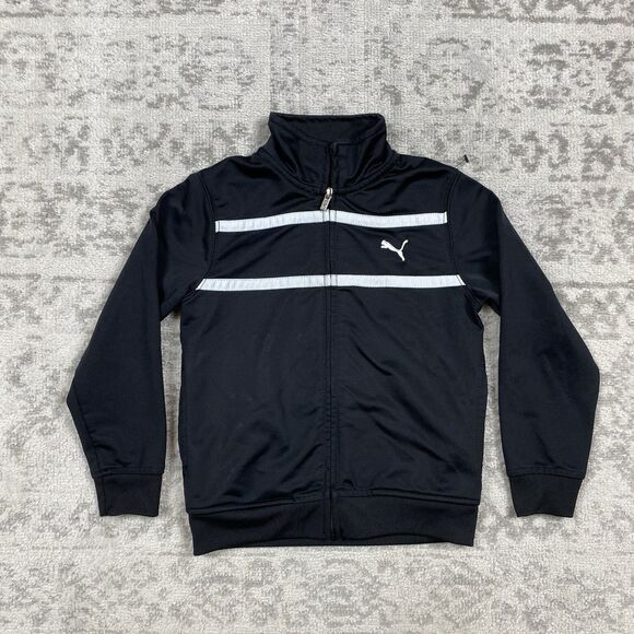 Puma Boys Unlined Jacket Navy Blue w/White Stripes On Sleeves Youth Size 5 - Picture 1 of 5